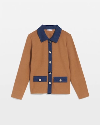 Collared Denim Trim Cardigan | Chico's